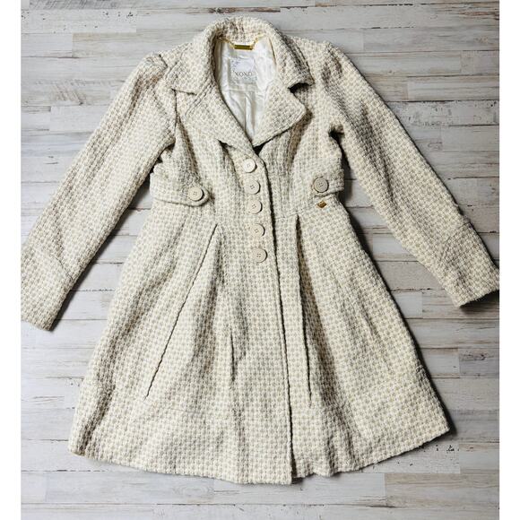 Gorgeous XOXO Gold and Cream Tweed Jacket sz S EUC - Picture 1 of 6